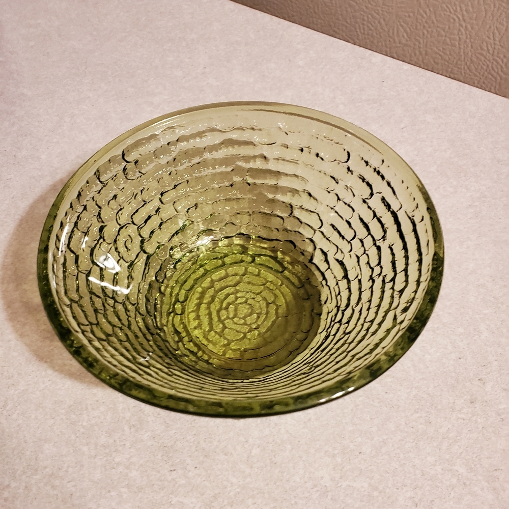 Vintage glass green bowl